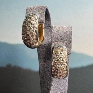 HOOP WHITE  & YELLOW GOLD EARRING WITH DIAMONDS